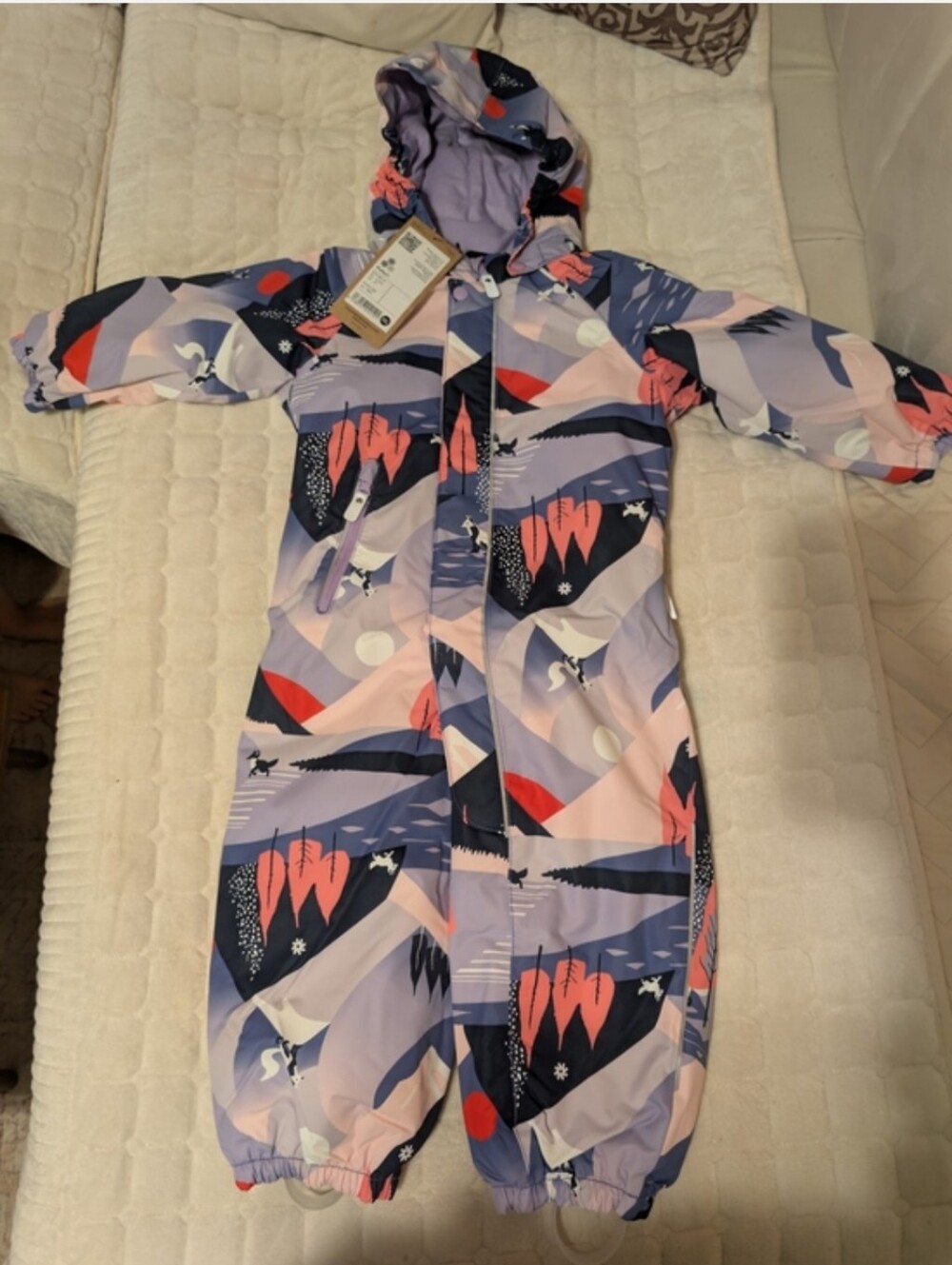 New Reima Finland Kids Waterproof Snowsuit - Pink & Purple Print 2T